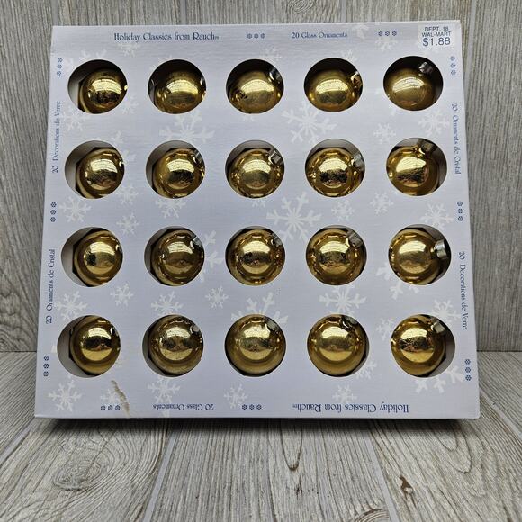 Vintage Rauch Holiday Classics Gold Glass Ornaments Set of 20 Christmas USA Made - Picture 1 of 6